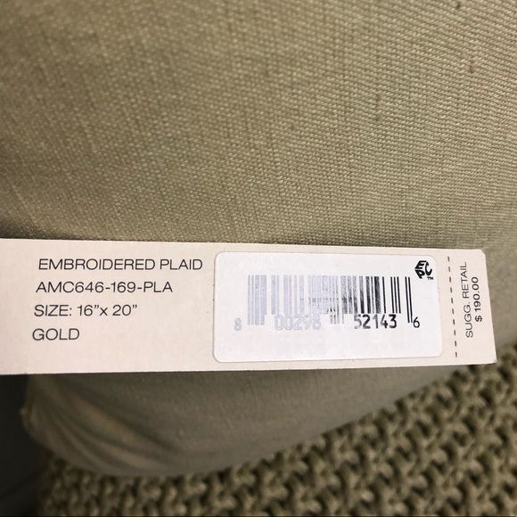 NWT Donna Karan Gold Embroidered 16x20 Pillow - Picture 5 of 5